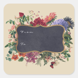 De A A La Etiqueta De Regalo Chalkboard Hizo Flora