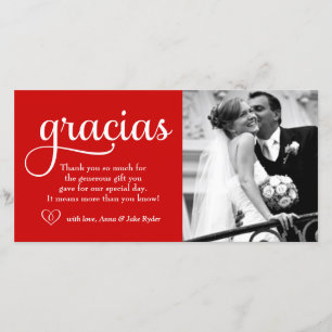 De Agradecimiento 311 Ornate Gracias Tarjeta Fotográfica Corazón Roj