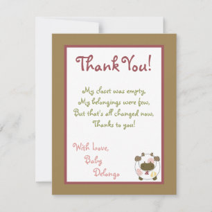 De Agradecimiento 4x5 FLAT Gracias Tarjeta Abbys Granja Rosa Girly B