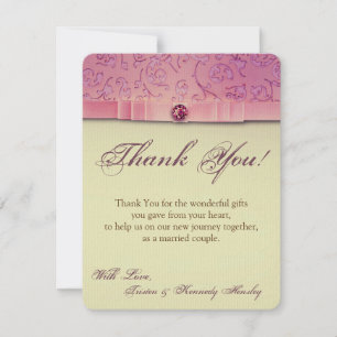 De Agradecimiento 4x5 FLAT Gracias Tarjeta AmethyJewel Satin Ribbo