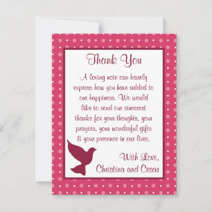 De Agradecimiento 4x5 FLAT Gracias Tarjeta Amor Aves Rayas Rosadas/H