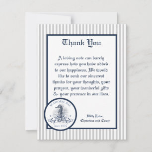 De Agradecimiento 4x5 FLAT Gracias tarjeta Blue Seahorse stripes Bea