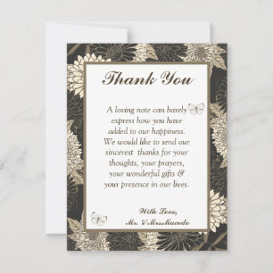 De Agradecimiento 4x5 FLAT Gracias Tarjeta Daisisis/Carnat Crema Neg