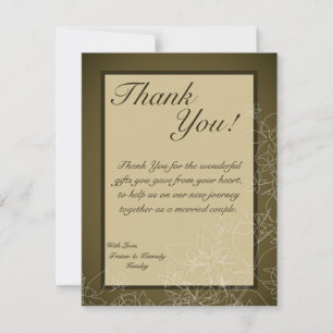 De Agradecimiento 4x5 FLAT Gracias Tarjeta Floral Fall Brown otoño