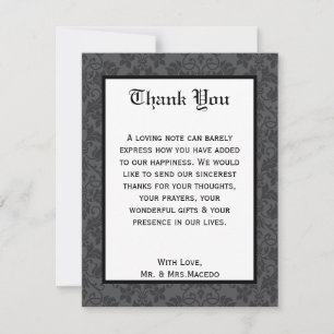 De Agradecimiento 4x5 FLAT Gracias Tarjeta Gótica Formal Gris Negro