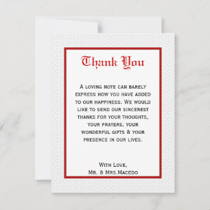 De Agradecimiento 4x5 FLAT Gracias Tarjeta Imagen Formal Rojo Gris