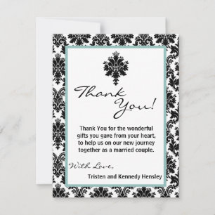 De Agradecimiento 4x5 FLAT Gracias Tarjeta Lace Damask Negro