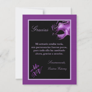 De Agradecimiento 4x5 FLAT Gracias Tarjeta Mis XV Morado Morado