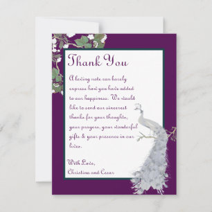 De Agradecimiento 4x5 FLAT Gracias Tarjeta Peacock/Flor Branch Pur