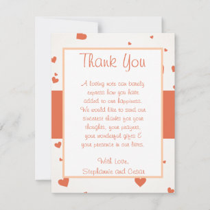 De Agradecimiento 4x5 FLAT Gracias Tarjeta Penguin Love/Heart Peach