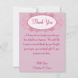 De Agradecimiento 4x5 FLAT Gracias Tarjeta Pink/Purple Chinese Scrol
