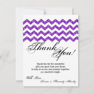 De Agradecimiento 4x5 FLAT Gracias Tarjeta Purp Purpurina Chevron St