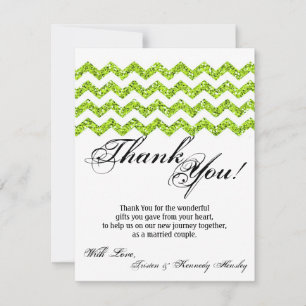 De Agradecimiento 4x5 FLAT Gracias Tarjeta Purpurina Lime Chevron St
