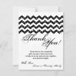 De Agradecimiento 4x5 FLAT Gracias Tarjeta Purpurina Negro Chevron