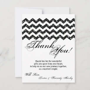 De Agradecimiento 4x5 FLAT Gracias Tarjeta Purpurina Negro Chevron