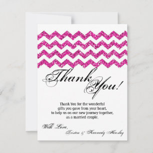 De Agradecimiento 4x5 FLAT Gracias Tarjeta Purpurina Rosado Chevron