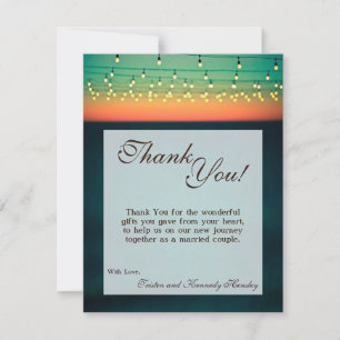 De Agradecimiento 4x5 FLAT Gracias Tarjeta Sunset String Lights Yard