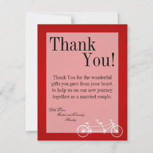 De Agradecimiento 4x5 FLAT Gracias Tarjeta Whimsical Red Doble Bicic