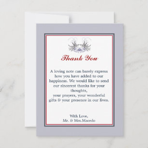 De Agradecimiento 4x5 FLAT Gracias Tarjeta White Dove Red Blue BG