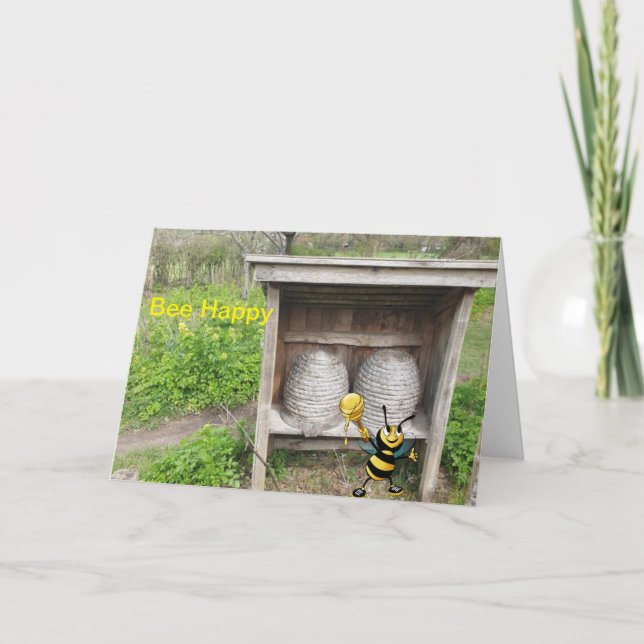 De Agradecimiento Abeja Feliz. Tarjeta en blanco (Anverso)