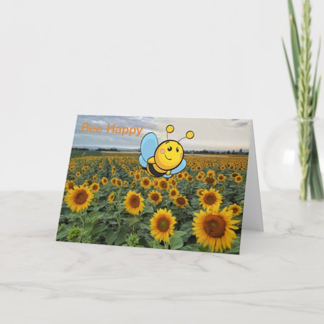 De Agradecimiento Abeja Feliz. Tarjeta en blanco (Anverso)