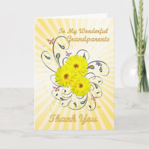 De Agradecimiento Abuelos, gracias tarjeta con flores amarillas
