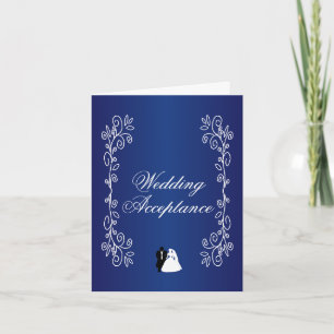 De Agradecimiento Aceptación boda Gracias Tarjeta Azul Novia Groom