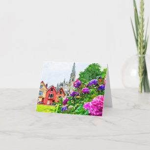 De Agradecimiento Acuarela Cobh, Irlanda Hydrangeas Gracias Tarjeta