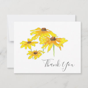 De Agradecimiento Acuarela y Pen Black Eyed Susan Gracias Tarjeta