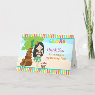 De Agradecimiento Aloha Black Hair Chica Gracias Tarjeta