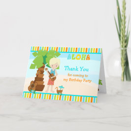 De Agradecimiento Aloha Blonde Hair Boy Gracias Tarjeta