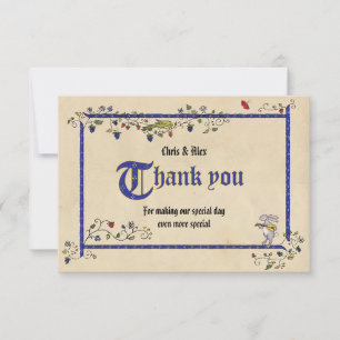 De Agradecimiento Animales medievales tarjeta plana gracias