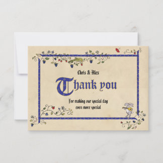 De Agradecimiento Animales medievales tarjeta plana gracias