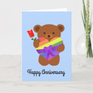 De Agradecimiento Aniversario feliz Cuta Teddy Bear #2 Tarjeta