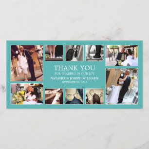 DE AGRADECIMIENTO AQUA COLLAGE BODA GRACIAS TARJETA