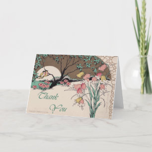 De Agradecimiento Art Deco Impresiones Amor Aves Gracias Tarjeta