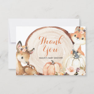De Agradecimiento Autumn Woodland Chica Baby Shower Gracias Tarjeta