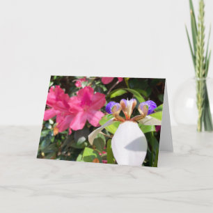 De Agradecimiento "Azaleas y Walking Iris". Tarjeta mediana