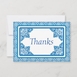 De Agradecimiento Azul, azul turquesa y blanco Gracias tarjeta