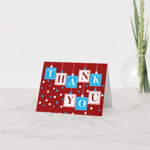 De Agradecimiento BABE Blocks Blue Red White Gracias Tarjeta