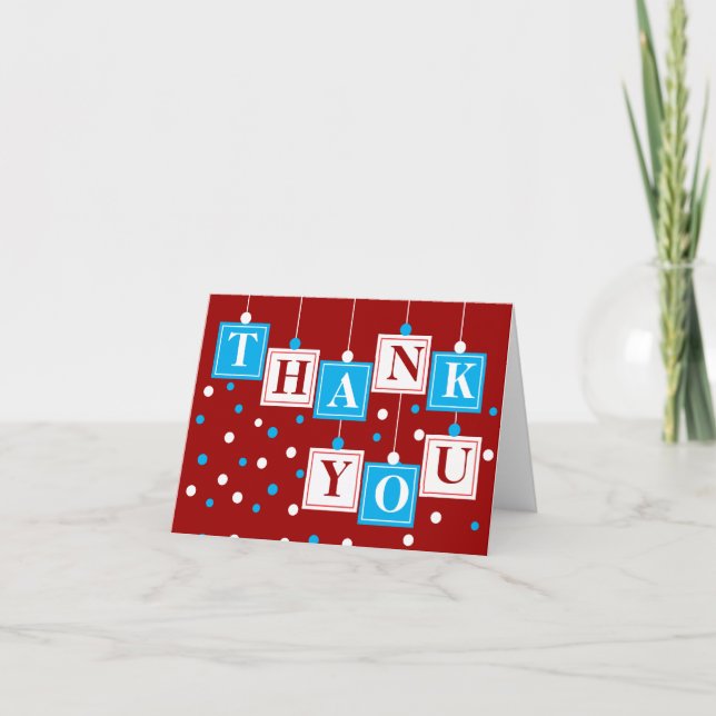 De Agradecimiento BABE Blocks Blue Red White Gracias Tarjeta (Anverso)