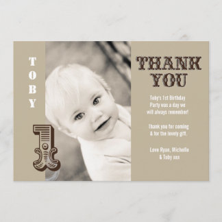 De Agradecimiento Baby Boy Cowboy 1er cumpleaños Tarjeta fotográfica