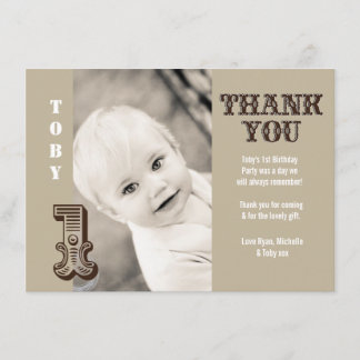 De Agradecimiento Baby Boy Cowboy Primer cumpleaños - Tarjeta fotogr