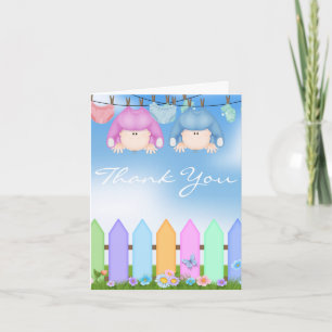 DE AGRADECIMIENTO BABY TWIN BOY & CHICA GRACIAS TARJETA BABY SHOWER