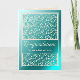 De Agradecimiento Bat Mitzvah felicita tarjeta Verde azulada Damask