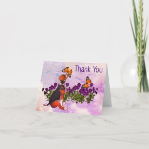 De Agradecimiento Beagle Butterflies Flowers Tarjeta
