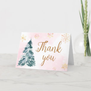 De Agradecimiento Bebé rosa hace frío afuera gracias tarjeta