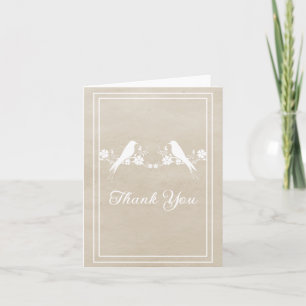 De Agradecimiento Beige Lovebird Floral Gracias Tarjeta