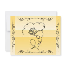 Belleza flotante: tarjeta Goldenrod Line Art Blank