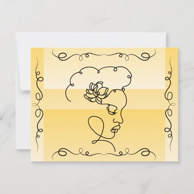 De Agradecimiento Belleza flotante: tarjeta Goldenrod Line Art Blank (Anverso)